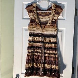Brown toned crocheted dress